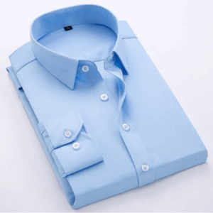Men's Office Plain Long Sleeve Sky Blue Shirt