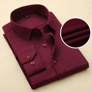 Men's Corporate Wine Plain Long Sleeve Shirt