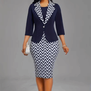 Elegant Geo Print Two-piece Skirt Set