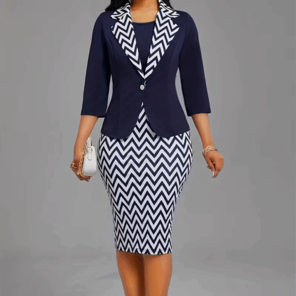 Elegant Geo Print Two-piece Skirt Set