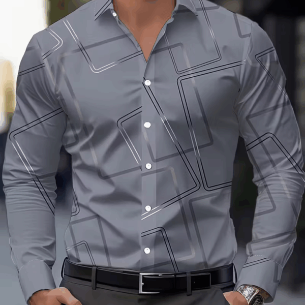 Men's Navy Blue Pinstripe Dress Shirt